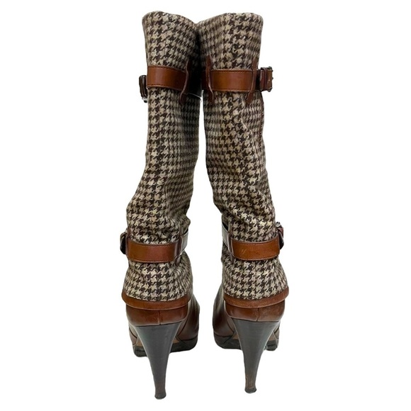 Cole Haan brown leather and houndstooth Nike Air boots size 7.5 - Picture 3 of 9